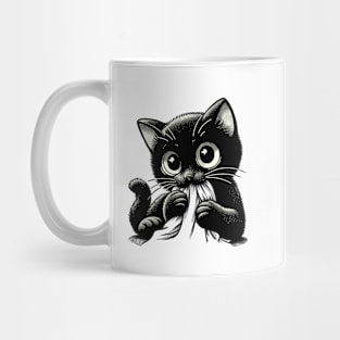 Cute Black Cat Biting Mug